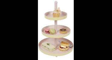 Cookinglife Etagere Metaal - Geel / Roze - ø 15, 20 & 25 cm - 3-laags - 35 cm hoog