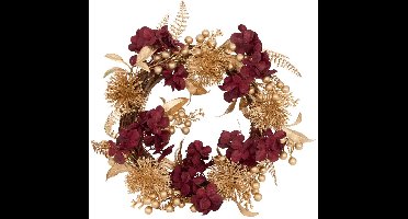 Couronne de Noël doré et bordeaux D. 36 cm