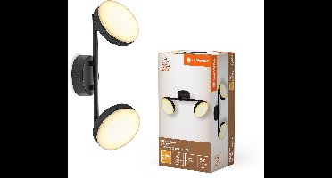 LEDVANCE Decor Spot Moon Lamp zwart, 2 verstelbare lampkoppen, 10.5 W, 560 lm, 3000 K, metalen behuizing, functioneel en minimalistisch ontwerp, eenvoudige montage, LED niet vervangbaar