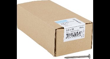 Hoenderdaal Spaanplaatschroef RVS-A2 cilinderkop PZ2 voldraad 5.0X50 (per 200 stuks)