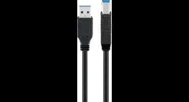 Goobay op USB-B-apparaten zoals printers, 1 m, zwart, 15 W, 3 A, 5 Gbit/s, USB 3.0, bijv. een pc of laptop, servers, USB-hubs, dockingstations