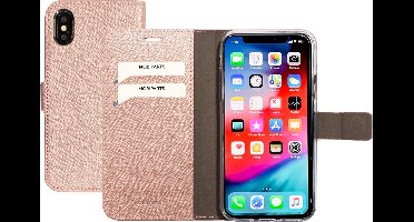 Mobiparts hoesje geschikt voor Apple iPhone X/10 Apple iPhone Xs - Saffiano Wallet/Portemonnee hoesje - Magneet Sluiting - 3 Opbergvakken - Roze