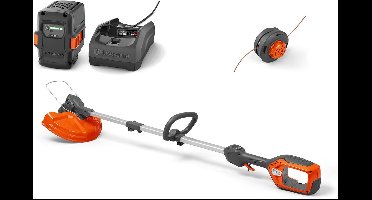 Husqvarna 215iL accu-grastrimmer inclusief accu en oplader. Snoerloze trimmer met 36V borstelloze motor en een maaibreedte van 31 cm.