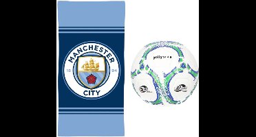 Manchester City strandset; strandlaken en voetbal