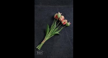 Papegaai tulpenboeket - kunst tulpen - 40cm - 5 stelen - donker roze - nep tulpen - papegaai tulpen