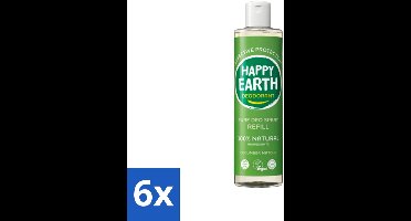 6 x Happy Earth – Deodorant Spray Navulling – 100% Natuurlijk Cucumber Matcha – 300 ml - Deodorant - Frisheid - Natuurlijke Deodorant - Matcha - Komkommer