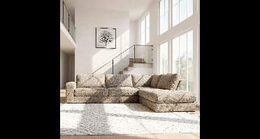 Giga Meubel Hoekbank Easton Silencio Beige – Rechts – 3-Zits – Stof – 295x214x85 cm