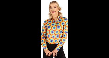 Jaren 70 blouse Rainbow Dots - Color Hair voor carnaval Halloween