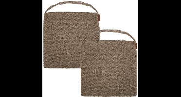 Hespiride stoelkussen Sofia - 2x - 40 x 40 x 4 cm - taupe - boucle - binnen/buiten