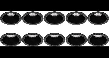 Spot Armatuur 10 Pack - Proma Minko Pro - GU10 Inbouwspot - Rond - Zwart - Aluminium - Verdiept - Ø90mm
