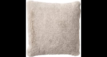 Dutch Decor ZAYA - Sierkussen 45x45 cm - bontlook - effen kleur - Pumice Stone - beige - Inclusief binnenkussen - Luxe kussens voor woonkamer & bank