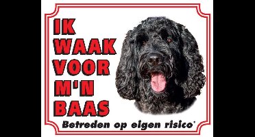 Labradoodle Waakbord - Ik waak voor mijn baas Zwart
