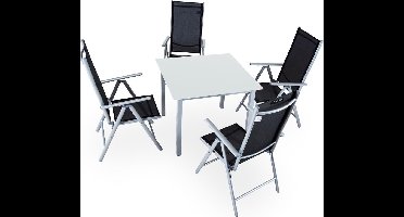 Casaria Tuinset Bern – 4 Stoelen & 1 Tafel Aluminium - Zilver