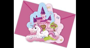 Unicorn pink - Uitnodigingen (6 stuks)