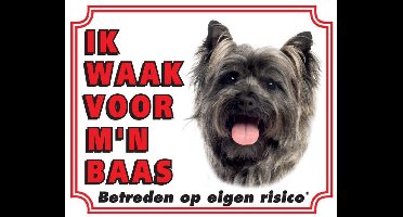 Cairn Terrier Waakbord - Ik waak voor mijn baas Grijs