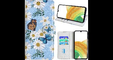 Hoesje geschikt voor Samsung Galaxy A33 (4G/5G) Bookcase met Bloemen vlinder print