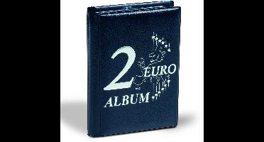 Zakformaat, Album (gebonden) voor 2 Euromunten (48 st.) 6 bladen - Blauw/zilver - afm: 120 x 165 x 30 mm.