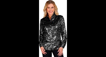 Pailletten Blouse Zwart Showgirl Vrouw