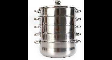 DailySupplies® Luxe Stoompan - Stoommandje - Stoofpan - 5 Laags - Zilver