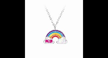 K3 - zilveren ketting meisjes - regenboog met glitterwolkjes - 925 zilver