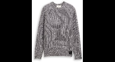 Tom Tailor Denim - Gebreide trui in gemêleerde look - Maat XL - grey white mouline
