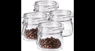 Bormioli Rocco Voorraad/weckpot - 4x - glas - transparant - 10,5 x 10 cm - 500 ml