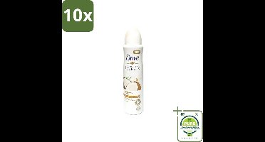 10 x Dove – Deodorant Spray – Restoring Ritual Cocos & Jasmijn – 150 ml - Grootverpakking - Deodorant Spray - Okselverzorging - Kokos En Jasmijn - Alcoholvrije Deodorant - Huidverzorging
