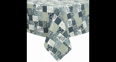 Protecttable - Tafelzeil Planten Antraciet 140x280cm - Tafelkleed Afwasbaar - Kunststof