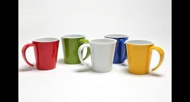 Beker met één groot open handvat : 350 ml - blauw/wit