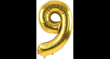 Scoby - Cijerballon - Folieballon - XL 100cm - Goud - Cijfer 9
