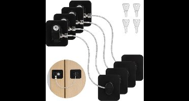 Raamveiligheidsslot voor Kasten, Ramen, Koelkasten - Set van 4 - Met Sleutel - Zwart