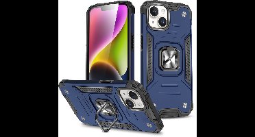 Wozinsky Ring Armor Serie - Beschermhoes - iPhone 15 Plus - Blauw - Met Vingergrip