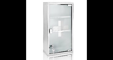 Monzana - Medicijnkastje met Slot - Zilver - RVS - 48,5cm x 25cm x 12cm