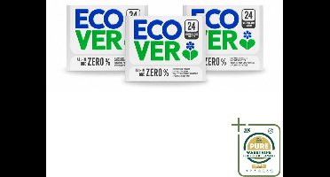 3 x Ecover - Vaatwastabletten All-in-One Zero% - 24 Tabs - Wasstrips - Vaatwasmiddel - Vaatwastabletten - Zero% Vaatwasmiddel - Milieuvriendelijk Vaatwasmiddel - Gevoelig Vaatwasmiddel