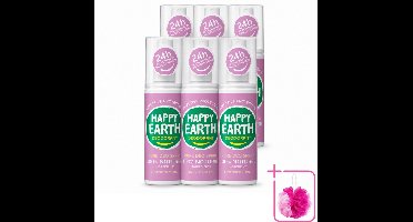 6 x Happy Earth – Deodorant Spray – 100% Natuurlijk Lavender Ylang – 100 ml - Bulkverpakking - Deodorant spray - Douchemop - Natuurlijke deodorant