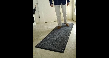 Vuilvangmat 90 x 150 cm – Hoogpolige inloopmat met antisliprug – Zwart gemeleerd
