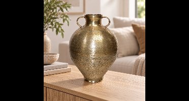 Hoppa! - Vaas - Met oren en smalle hals - Goud - 29 x 29 x 40 cm (B x D x H)