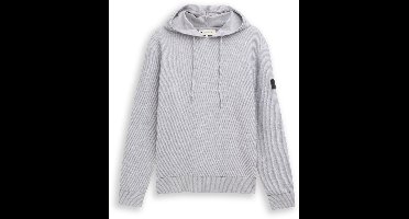 Tom Tailor Denim - Gebreide trui met capuchon - Maat S - Light Stone Grey Melange