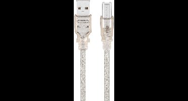 Goobay USB-A naar USB-B datakabel 1,8 m transparant, USB 2.0 met 480 Mbit/s en dubbele afscherming, voor printers en scanners