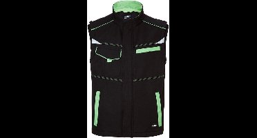 James and Nicholson Uniseks werkkleding Softshell Vest Level 2 (Zwart/Lijkgroen)