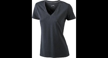 James and Nicholson Dames/dames Rekken V-hals Tee (Zwart)