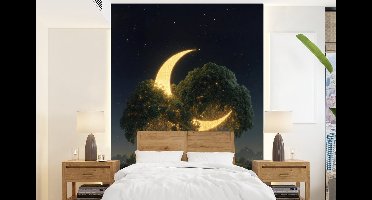 Behang - Fotobehang Maan - Bomen - Rust - Breedte 160 cm x hoogte 220 cm