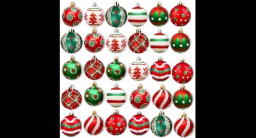 Boraboi® Complete set van 30 kleurrijke kerstballen voor feestelijke versiering