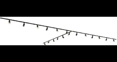 HOFTRONIC railverlichting pakket T-vorm – 6 meter – 18 x GU10 railspots – dimbaar – aluminium zwart – IP20 – modulair – 230V – railverlichting woonkamer keuken