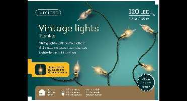 Lumineo Vintage kerstverlichting – 120 led lampjes - 2x - klassiek warm wit – 11,9 meter – kunststof – Lichtsnoer - Sfeerverlichting, kerstlampjes