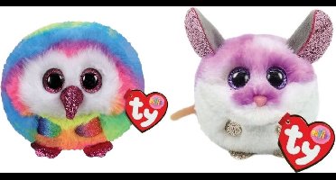 Ty - Knuffel - Teeny Puffies - Owel Owl & Colby Mouse