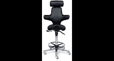 Ergonomische Zadelstoel Ergoline Premium Zwart op Wielen Hoge uitvoering (70-84cm) / Met voetensteun / Standaard wielen