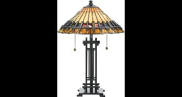 Bohemian Tafellamp - Steady Lighting - Glas - Bohemian - E27 - L: 39.4cm - Voor Binnen - Woonkamer - Eetkamer - Brons