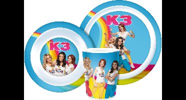K3 kinderservies - melamine eetset 3 delig - beker / diep bord / plat bord