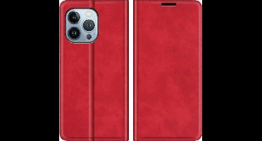 Just in Case hoesje geschikt voor iPhone 14 Pro Max - Hoesje met Pasjeshouder - Luxe Book Case - Rood